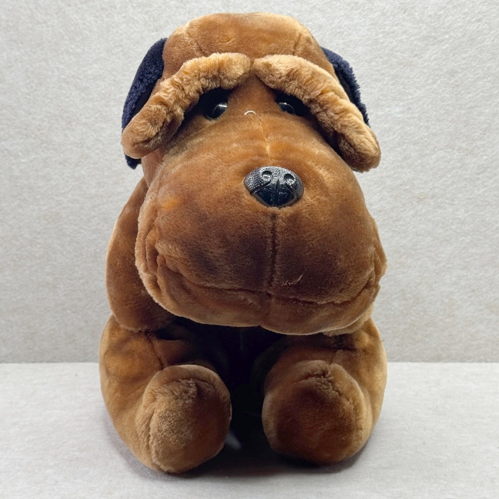 Vintage Pedigreed Pups Sweet Dreams Brown Dog Plush Toy Stuffed Animal 12" Korea